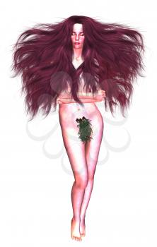 Royalty Free Clipart Image of a Naked Woman With Long Hair