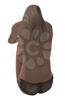 Royalty Free Clipart Image of a Topless Woman From the Back