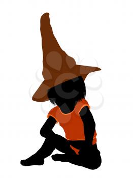 Royalty Free Clipart Image of a Baby in a Witch's Hat
