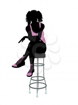 Royalty Free Clipart Image of a Girl on a Stool