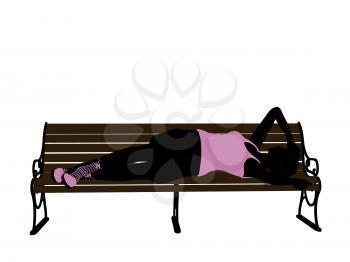 Royalty Free Clipart Image of a Girl on a Park Bench
