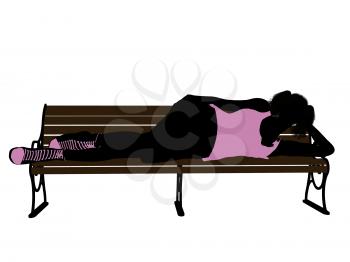 Royalty Free Clipart Image of a Girl on a Park Bench