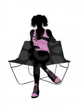 Royalty Free Clipart Image of a Girl on a Lounge Chair