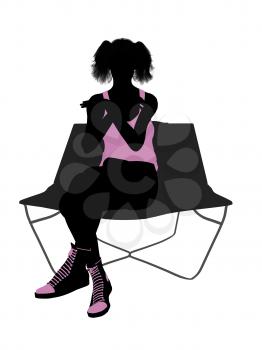 Royalty Free Clipart Image of a Girl on a Lounge Chair