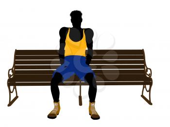 Royalty Free Clipart Image of a Man on a Park Bench