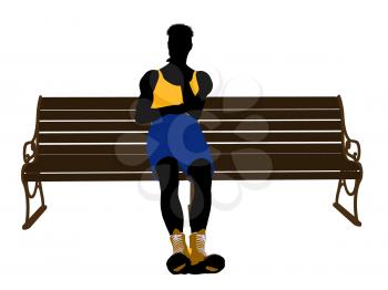 Royalty Free Clipart Image of a Man on a Park Bench