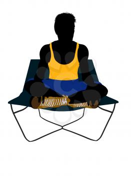 Royalty Free Clipart Image of a Man on a Lounge Chair
