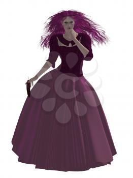 Royalty Free Clipart Image of a Woman in a Magenta Gown