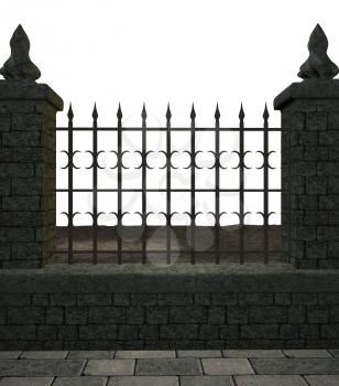 Royalty Free Clipart Image of a Metal Fence