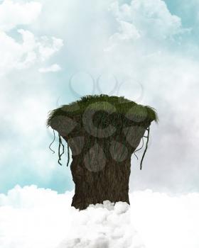 Royalty Free Clipart Image of a Cliff in the Clouds
