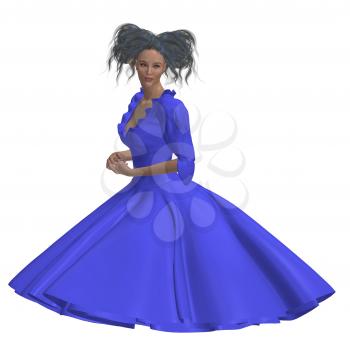 Royalty Free Clipart Image of a Woman in a Blue Gown