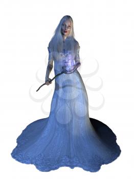 Royalty Free Clipart Image of a Woman Dressed in a Blue Gown