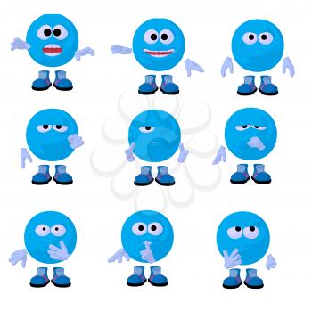 Royalty Free Clipart Image of a Blue Emoticons