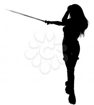 Royalty Free Clipart Image of a Warrior Woman Silhouette