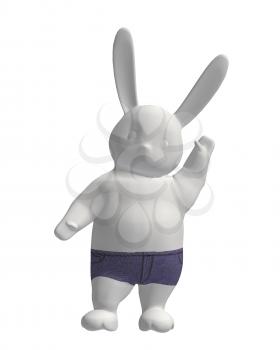 Royalty Free Clipart Image of a Waving Rabbit in Shorts