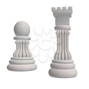 Two white chess pieces