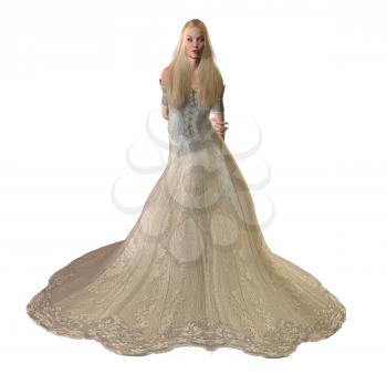 cinderella standing in a ball gown on a white background