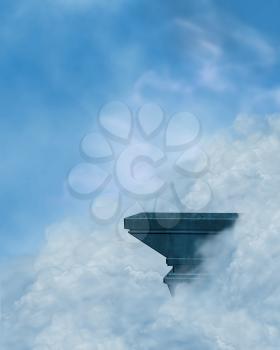 Royalty Free Clipart Image of a Ledge in the Clouds