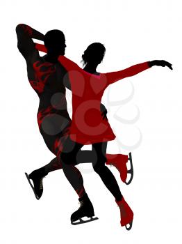 Royalty Free Clipart Image of a Couple Skating