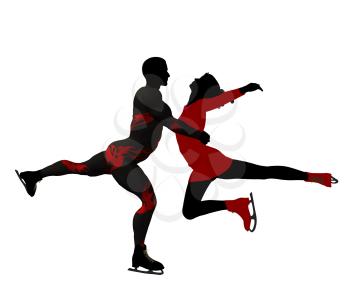 Royalty Free Clipart Image of a Couple Skating