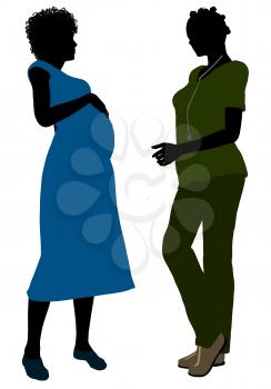 Royalty Free Clipart Image of a Female Doctor With an Expectant Mother