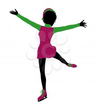Royalty Free Clipart Image of an Ice Skater Elf