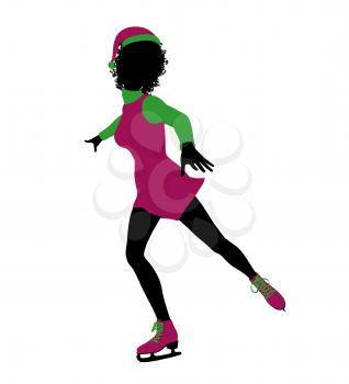 Royalty Free Clipart Image of an Ice Skater Elf