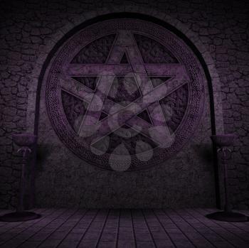 Royalty Free Clipart Image of a Pentagram Background