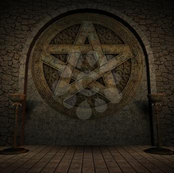 Royalty Free Clipart Image of a Pentagram Background