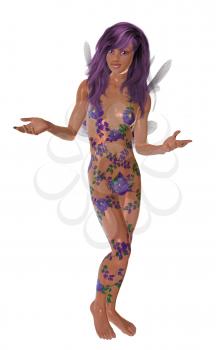 Royalty Free Clipart Image of a Purple Flower Fairy
