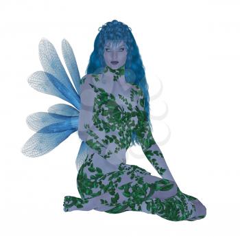 Royalty Free Clipart Image of a Blue Fairy