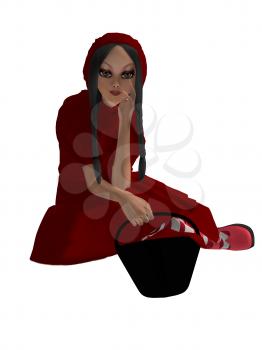 Royalty Free Clipart Image of a Girl in a Red Hood