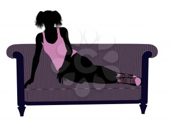 Royalty Free Clipart Image of a Girl on a Couch