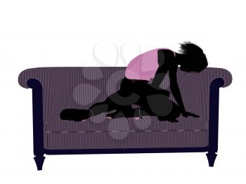 Royalty Free Clipart Image of a Girl on a Couch