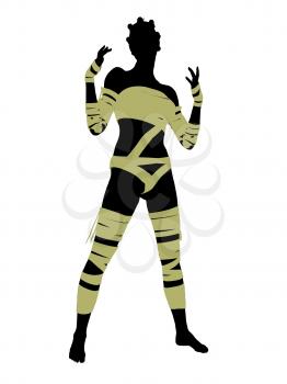 Royalty Free Clipart Image of a Woman Wrapped Like a Mummy