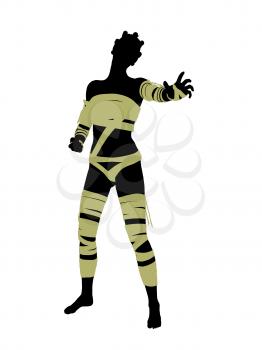 Royalty Free Clipart Image of a Woman Wrapped Like a Mummy