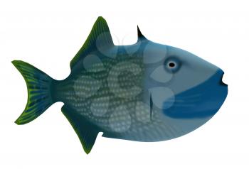 Royalty Free Clipart Image of a Strange Blue Fish