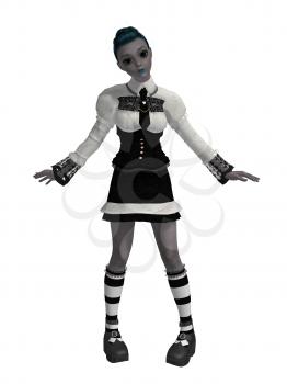 Royalty Free Clipart Image of a Goth Girl