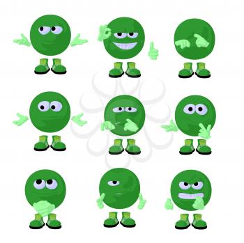 Royalty Free Clipart Image of  Green Emoticons