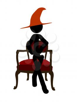 Royalty Free Clipart Image of a Stick Witch