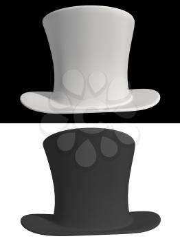 Royalty Free Clipart Image of Two Top Hats