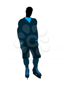 Male hockey player art illustration silhouette on a white background