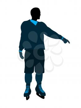 Male hockey player art illustration silhouette on a white background