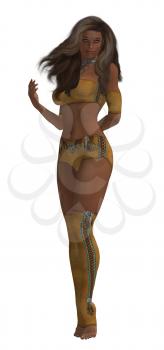 Royalty Free Clipart Image of a Woman in Clothes With Native Designs
