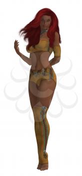 Royalty Free Clipart Image of a Woman in Clothes With Native Designs
