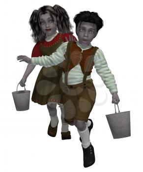 Royalty Free Photo of a Boy and Girl With Pails