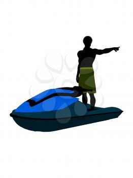 Royalty Free Clipart Image of a Man and a Jet-Ski