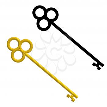 Gold key and black silhouette key