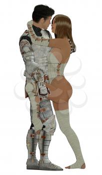 Royalty Free Clipart Image of a Knight and His Love