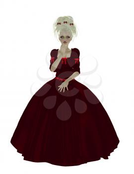 Royalty Free Clipart Image of a Girl in a Gown